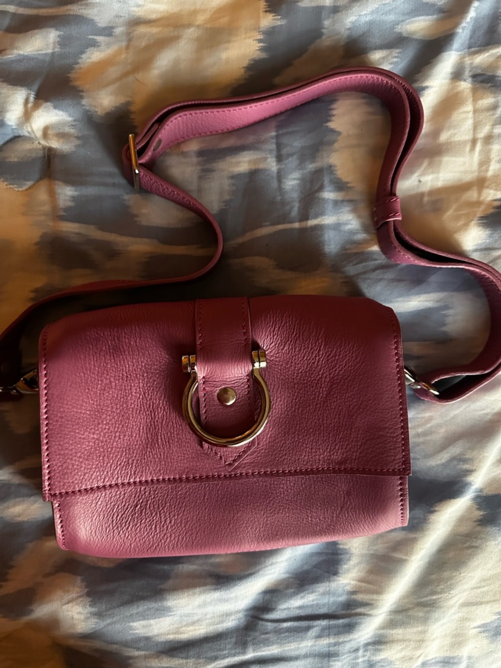 Sapahn Purple Crossbody Bag with silver Ring Accent